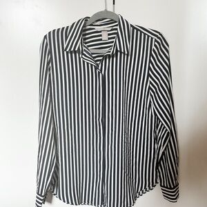 Black and White Striped Women's Top